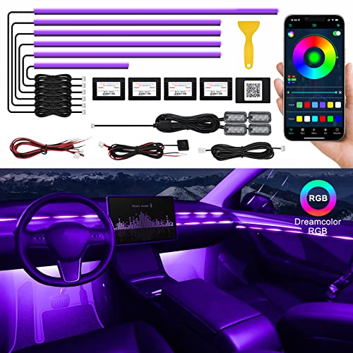 Luces para coche interior que eliminan la oscuridad con app y musica RGB