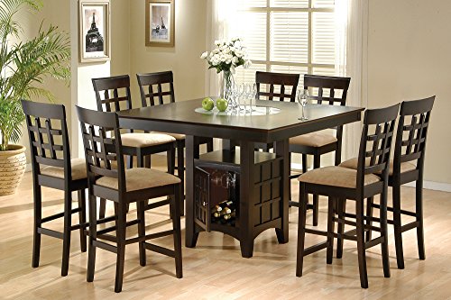 Coaster Home Furnishings 9 Piece Counter Height Storage Dining Table w/Lazy Susan & Chair Set