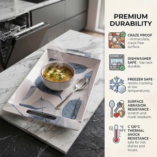 Image of U.P.C Serving Tray Set of 2 / Tray Set for Serving Premium Printed Tray for Serving /Multi-Use Serving Plate (Small, Medium)