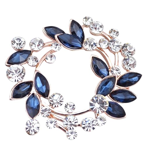 Image of Gyn&Joy Clear Crystal Rhinestone Floral Wreath Pin Brooch BZ005