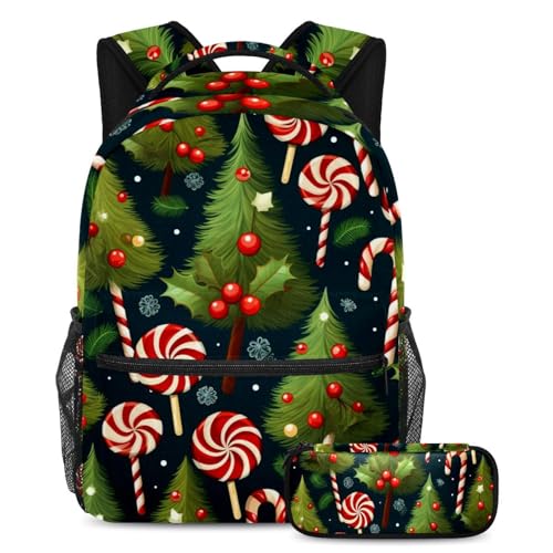 Zaino con astuccio motivo cane natalizio set da 2 pezzi per ragazzi e ragazze Multicolore03 B:29.4x20x40cm P:19x7.5x3.8cm Zaini Daypack elegante