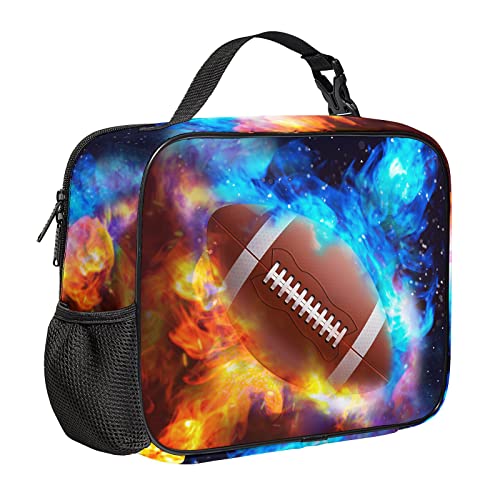 Fashion Fire Rugby Lunch Bag With Locking Hand Strap American Durable Waterproof Insulation Football Lunch Box High Capacity Lunch Tote Bag With Pockets For Boy Teen Women Men #TOP6