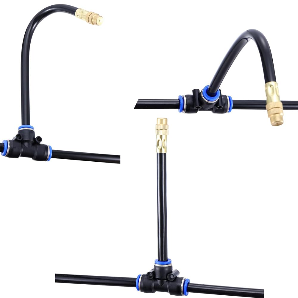 Sistema de riego automático con enfriamiento por pulverización, kit de manguera de agua para pulverización, patio exterior, jardín, invernadero, piscina, sistema de aspersores, boquilla atomizadora
