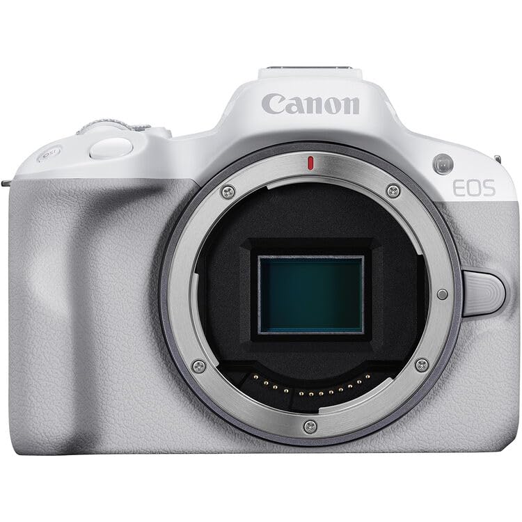 Image of Canon EOS R50 Mirrorless Camera (White) Bundle | 24.2MP APS-C Sensor, Dual Pixel CMOS AF II & 4K Video Recording | Great for Travel & Content Creation (5812C002) + 64GB Memory Card + Camera Bag