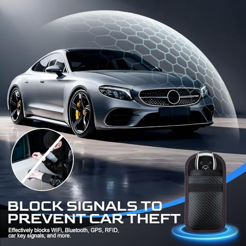 Image of 1 Pack Carbon Fiber Faraday Bag for Car Keys, RFID Signal Blocking Faraday Pouch, Mini Faraday Cage Anti-Theft Car Key Pouch Prevents Relay Attacks