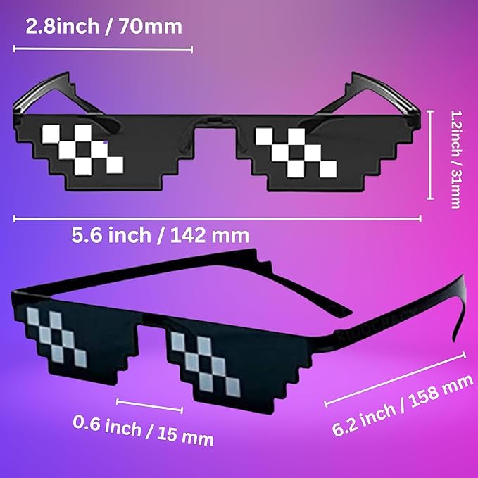 Image of Craftvista Thug Life Sunglasses for Men And Womens, Kids favourite, Photo Prop 12 Bit Pixel Mosaic Unisex Party Glasses (Thuglife Glasses)