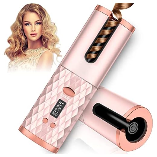 Automatic Curling Iron, Cordless Hair Curler Auto Rotating, Portable Rechargeable Wave Curling Wand, 6 Temps and 11 Times, Fast Heating Ceramic Barrel, Electric Hair Styling Tool, Auto Shut-Off