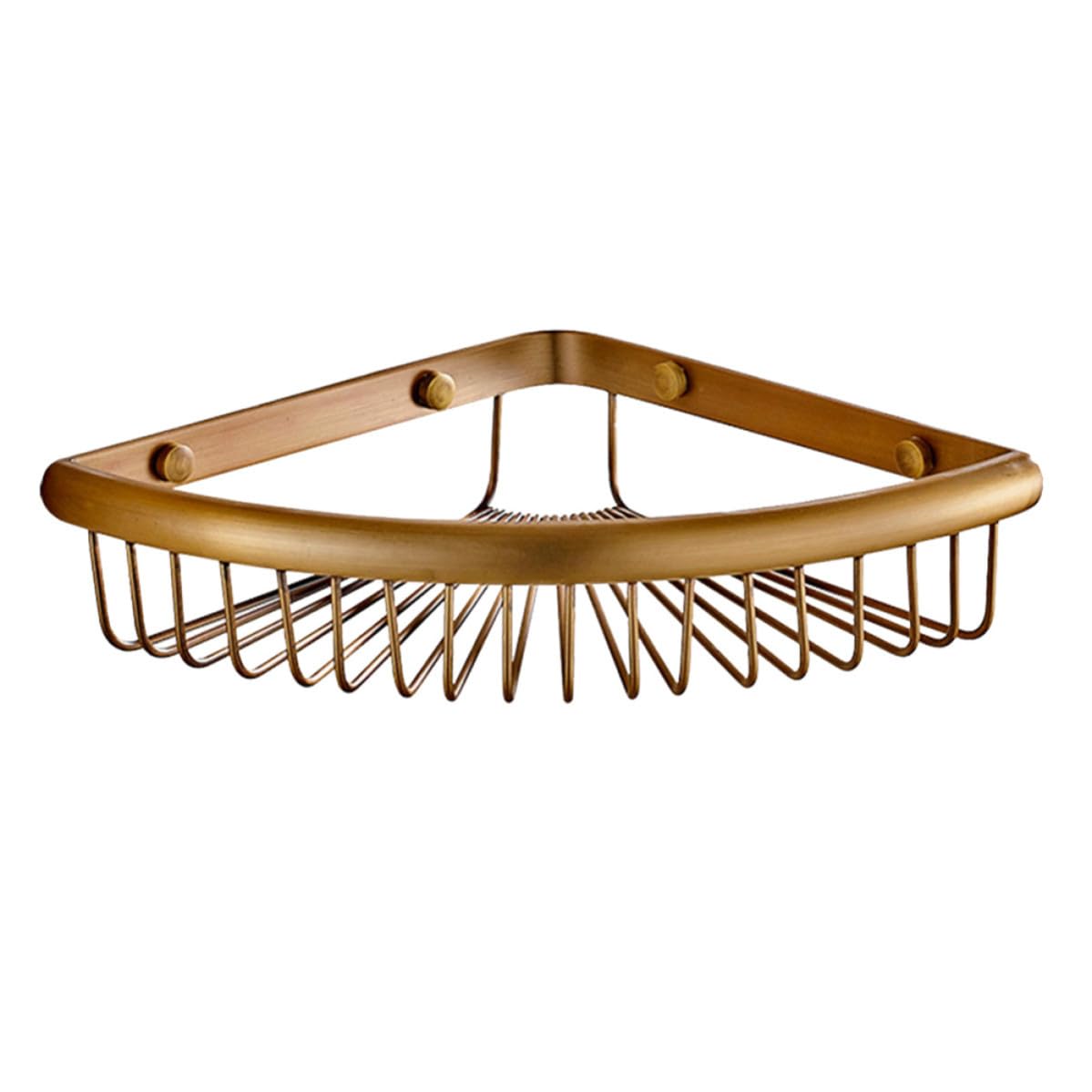 Cesta Triangular de Cobre Dorado para Ducha, Montaje en Pared, Vintage