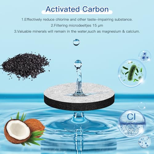 12 Stück Wasserfilters Micro-Disc, Flasche Wasserfilterscheiben für Brita Fill & Go Wasserfilterflaschen Karaffen, Reduziert PFAS, Chlor, Mikropartikel, Andere Geschmacksstörende Stoffe im Trinkwasser