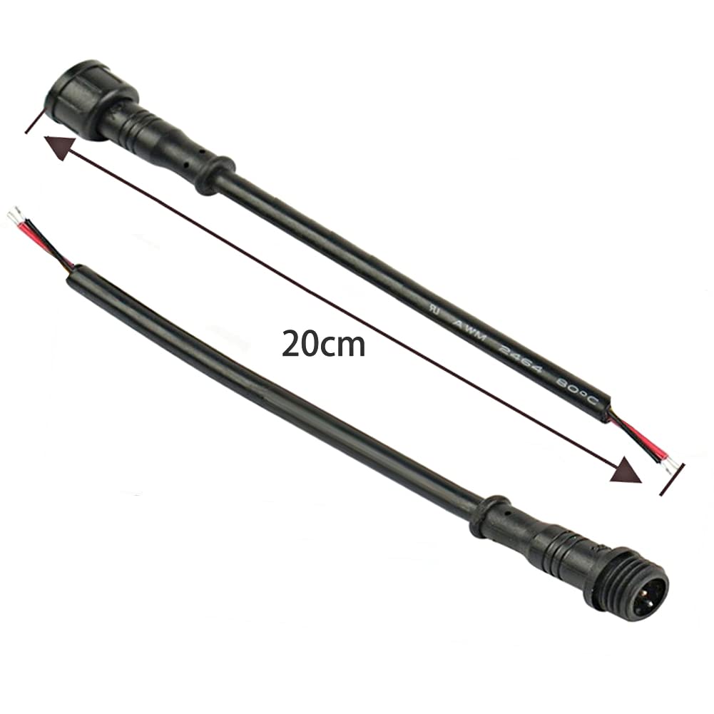 5 Coppie Connettori LED Impermeabili 2 Pin - Cavo 16AWG 15cm IP68 Per Barre Luminose