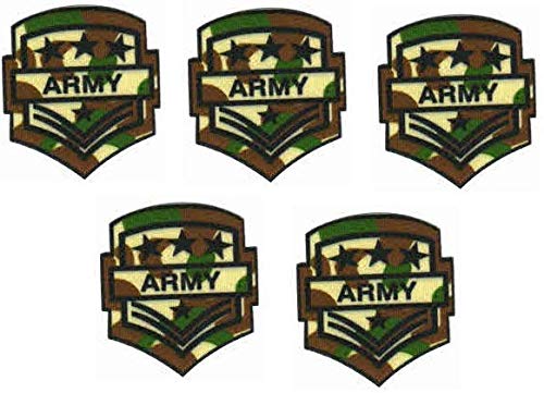 REENA Printed Sew on 5 Patches Combo Small for Clothes Jackets Pants Jeans Bags Boutique Multicolour Different Printed Stitching Patches (Combo of 5 Patches) (Army Green Brown)