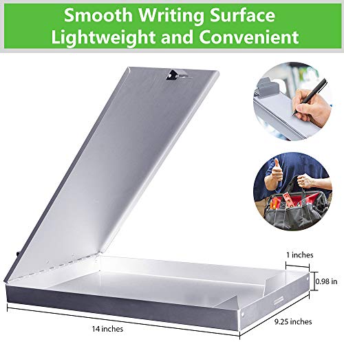 Metal Clipboard With Storage, Letter Size Form Holder Portfolio Aluminum Metal Binder With High Capacity Clip Posse Box - Surface For Legal Size Paper, For Office Business Professionals Stationer #TOP2