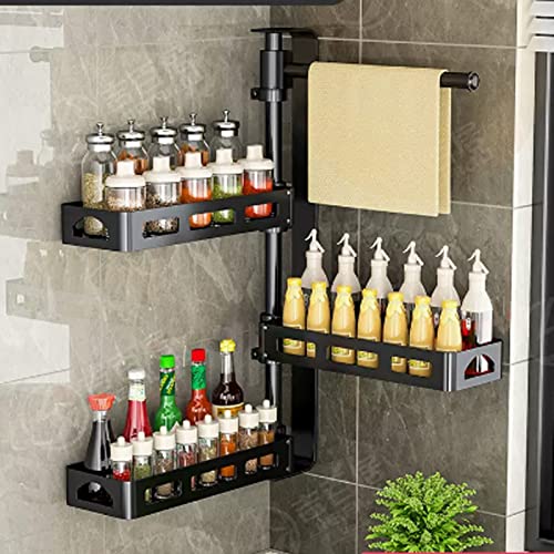 Wall-Mounted Spice Rack Organizer - 180° Rotating Adjustable Seasoning Storage Shelf - Space-Saving Turntable for Easy Access to Condiments & Spices