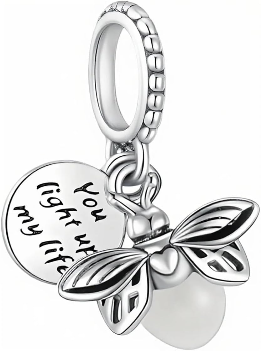 10 Pack Silver Bead Charms for Pandora Bracelets and Necklaces, CZ Pendant Jewelry Charm Set for Women - Image 6