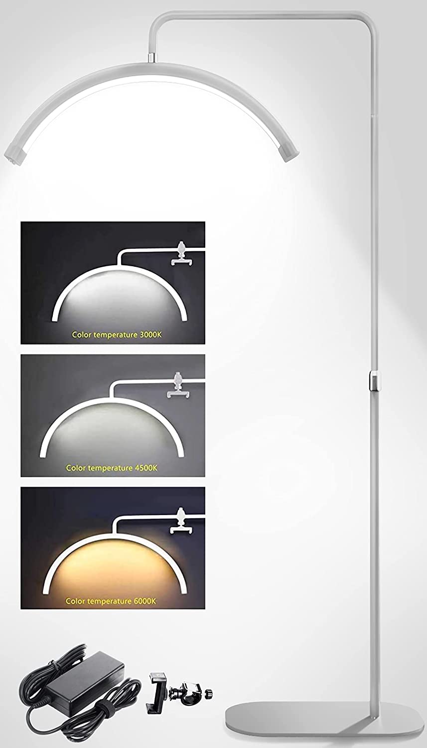 Eyelash LED Floor Light Estheticians Light Tattoo Light Pmu Lamp Lighting for Beauty Facialist Moon Lamp Skincare Lashes Eyebrows Massage and Relaxation lamp Filming (White)