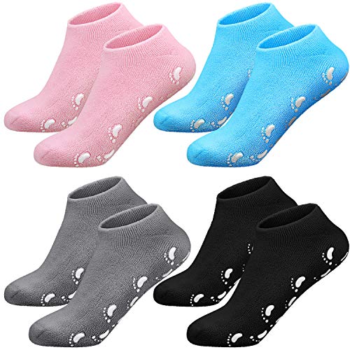 4 Pairs Moisturizing Socks Feet Soft Moisturizing Socks Foot Spa Socks Elastic Cotton Socks for Women Girls Dry Cracked Feet Skins, 4 Colors