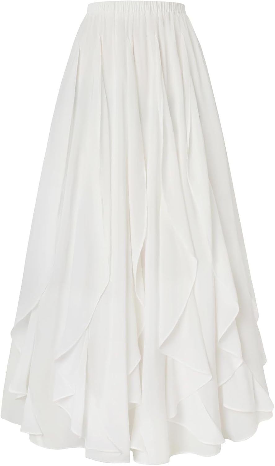 SCARLET DARKNESS Womens Boho Maxi Skirt 2026 Renaissance Long Skirt High Waist Ruffle Flowy Skirts