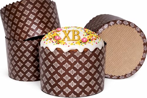 Panettone Paper Baking Mold 6pcs 25oz Large Paska Kulich Easter Bread Cake Cups Forms Disposable Round Paper Baking Cups Forms Pan Panettone Panetone Moulds Bakeware 5.9 x 3.9 Inch