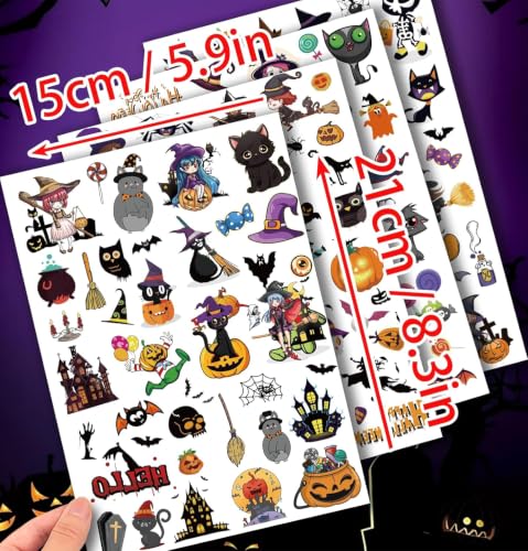 166Pcs Halloween Party Favors - Cute Halloween Tattoos，Goodie Bag Stuffers, Halloween Decor Indoor, 4 Sheets Halloween Tattoos, Halloween Decorations Gifts for Party & Cosplay - image 3