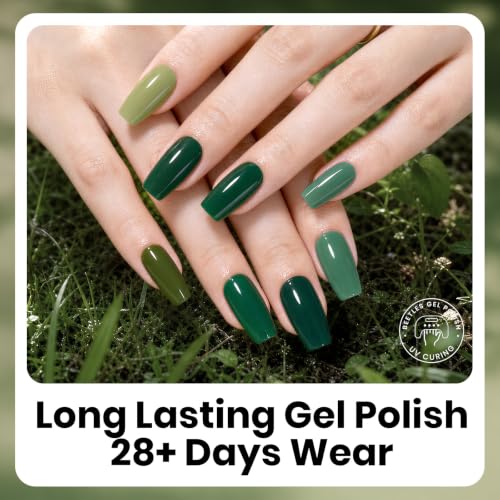 Image of beetles Green Gel Polish Set, 6 Olive Sage Forest Green Colors Gel