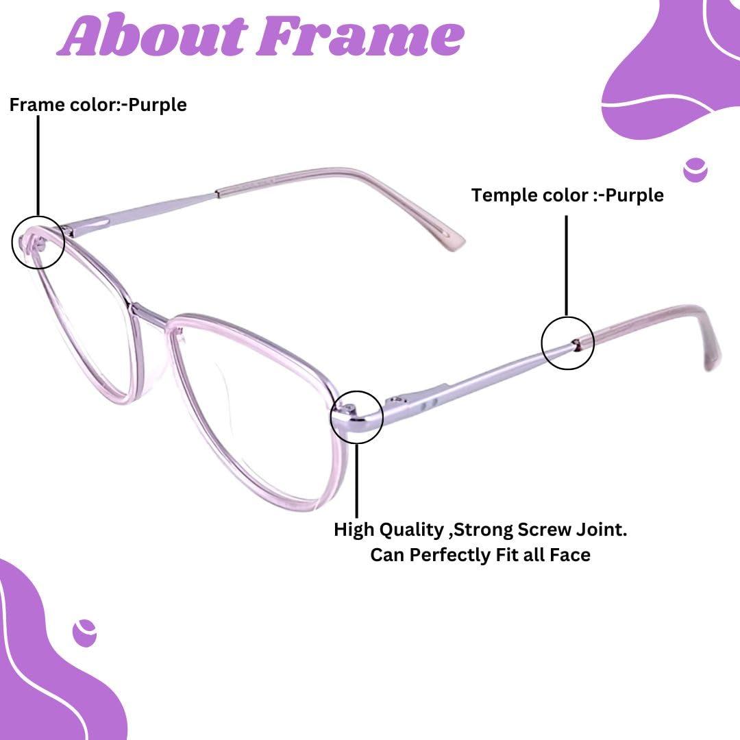 Redex Stylish Light Weight Full rim Cat-Eye Frame For girls (Purple) - Image 4 thumbnail