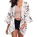 Produktbild MRULIC Damen Florale Kimono Cardigan Boho Chiffon Sommerkleid Beach Cover up Leicht Tuch für die Sommermonate am Strand oder See (M, X-Weiß)