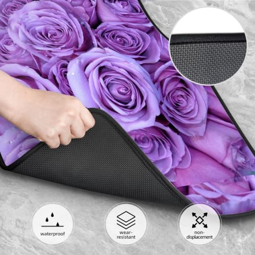 Alfombrillas de coche con rosas moradas juego de 4 piezas antideslizantes de neopreno 4