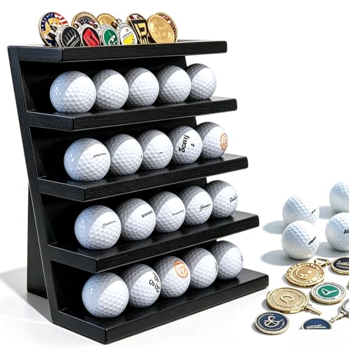 Image of 100% Solid Cypress Wood Golf Ball Display (Black)