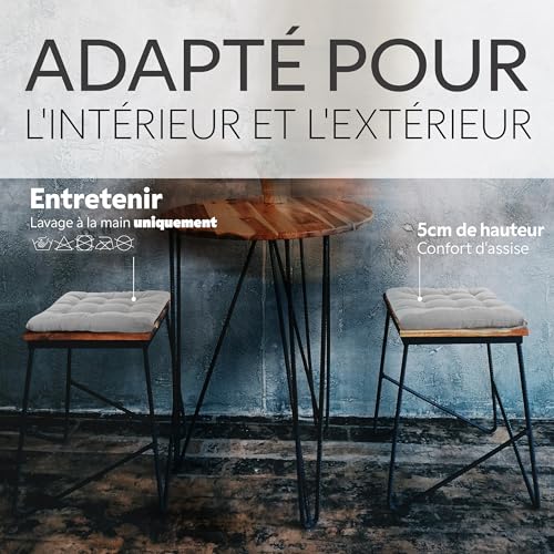 Coussin de chaise piqué gris pour vos repas en terrasse et moments de détente en famille - 6
