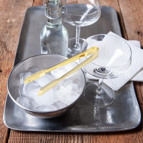 Tiiyee Stainless Steel Mini Food Tong, Gold Plated Small Food Clip for Sugar Cube Ice Snack Cake Salad Pickle Tea Appetizer - Image 2
