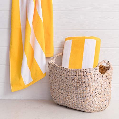 Welhome Cabana Beach Towel - Set Of 2 - 100% Turkish Cotton - Oversize Towels 40"X72" - Pool & Beach - Supersoft - Ultra Absorbent - Quick Dry - Machine Washable - 450 Gsm - Marigold #TOP2