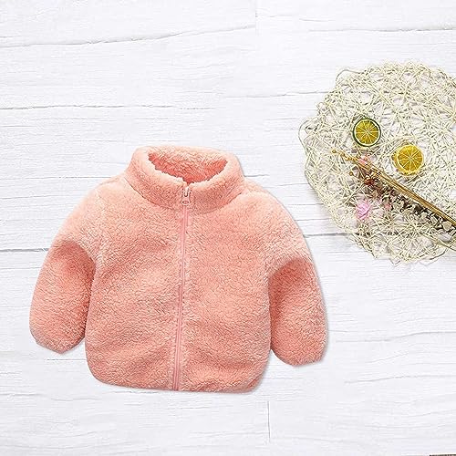 Baby Girls Plush Coat 𝗣olar Fleece Long Sleeve Full-Zip Mock Neck Windproof Coat Warm Lightweight Puffy Jackets2