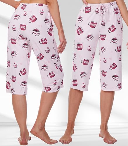Image of WiWi Bamboo Viscose womens capri pants Wide Leg Pajama Super Soft Lounge knit Sleep shorts Cooling Pj Bottoms S-XXL