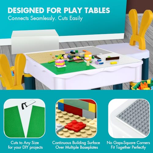 Image of Lekebaby 12 Packs Classic Baseplates Building Base Plates for Building Bricks, 100% Compatible with Major Brands Baseplates, 10 inch x 10 inch (Blue /Green /Sand /Black /White /Grey)