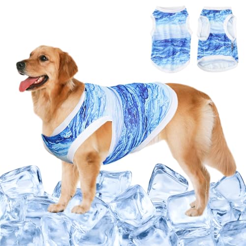 Gilet rinfrescante per cani, leggero, adatto per cani di taglia piccola e media, attività all'aperto, escursioni e allenamento, blu, taglia M