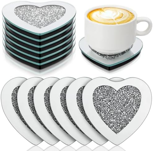 12 Pcs Glass Mirrored Coasters for Drink… 12 Pcs Glass Mirrored Coasters for Drink…