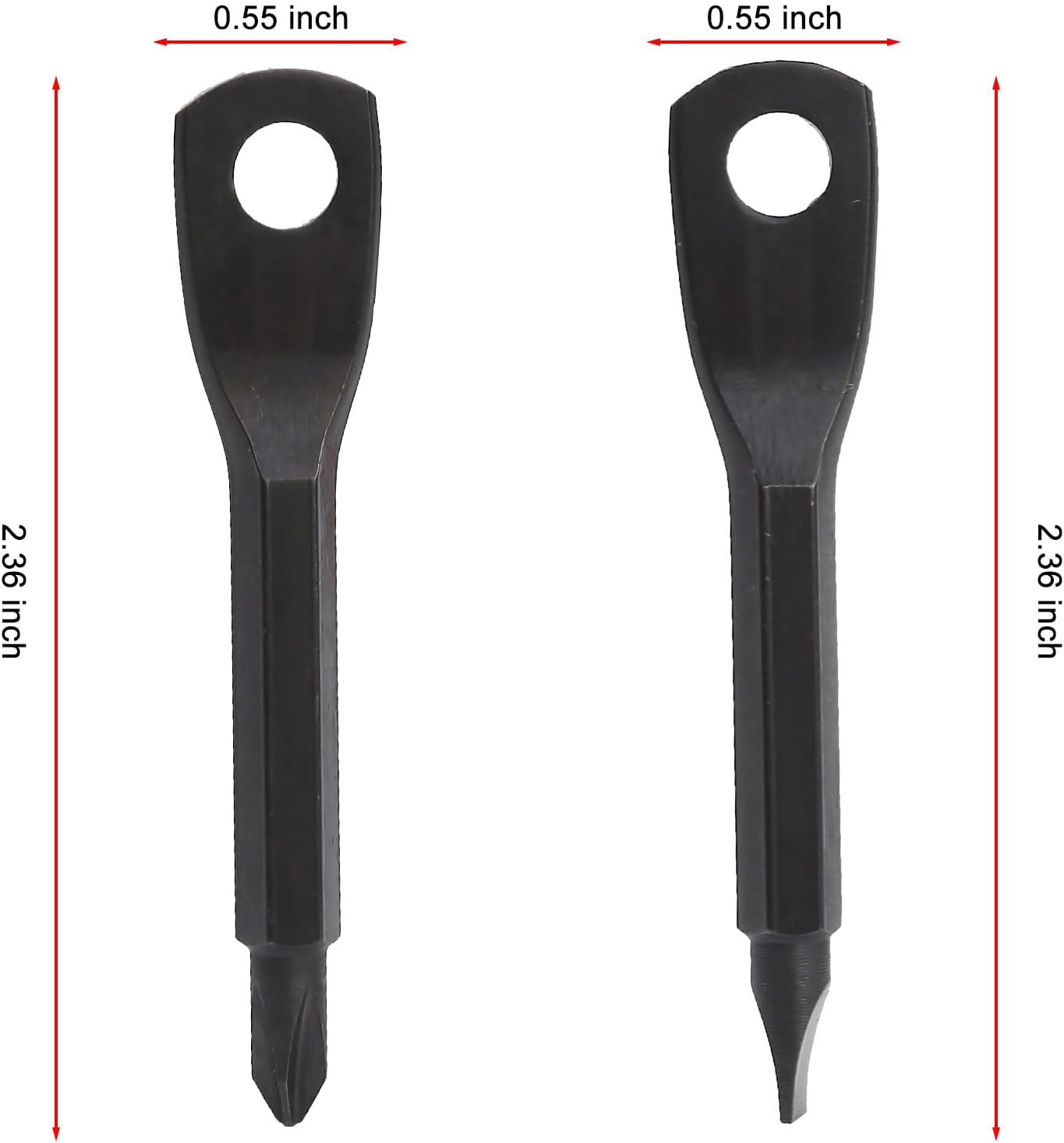 2 Set (4pcs) Portable Multifunction Key Chain Screwdriver Mini Key Shape Travel Kits Outdoor Screwdriver Tool with Key Ring Gifts for Men (Black and Silver)