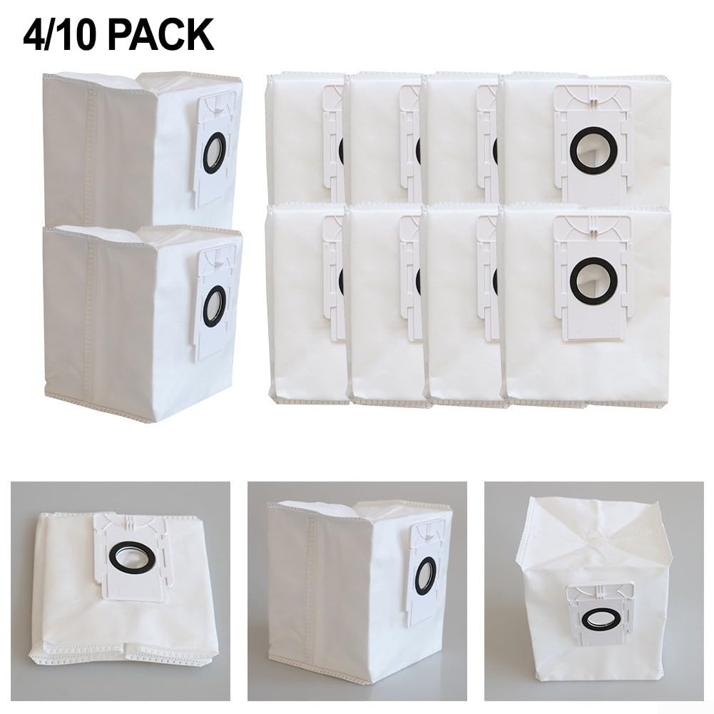 Emiif 4/10-pack Stofzakken voor EZVIZ RC3 Plus / RE4 Plus / RE4 / RE5 Plus Robotstofzuiger, Niet-geweven Stoffen 4L Grote Capaciteit Stofverzameling Filtratie (10-PACK