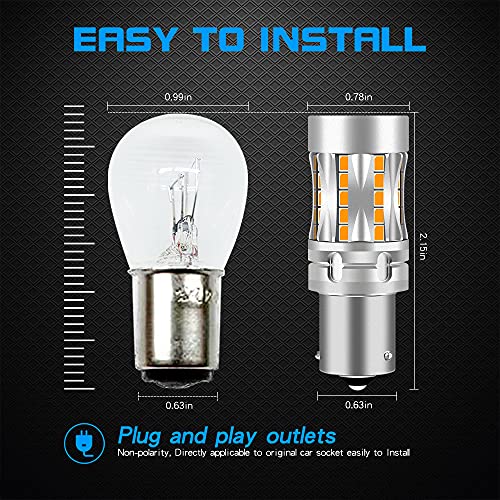 Sidaqi 1156 7507 Led Bulbs Amber For Front Rear Turn Signal Bulb Built-In Load Resistor 46 Led 42W Bau15S Py21W 1141 7507 Led Turn Signal Bulb Canbus Error Free 12-24V (2Pcs) #TOP4