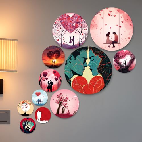 Image of RADIQORE Set of 11 Designer MDF Wooden Wall Hanging for Home Decoration | Office | Gift | Wall Decor Hanging Items | Wall Art | Living Room | Bedroom (love)