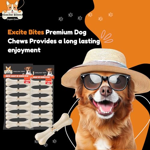 Image of EXCITE BITES Pressed Rawhide Bones for Dog Treats | Dog Calcium Bone Dog Chewing Needs | 3Inch Calcium Bone Treat for All Dogs | Combo Offer (3 inch-6Pcs) Each, 200 g (Pack of 2)