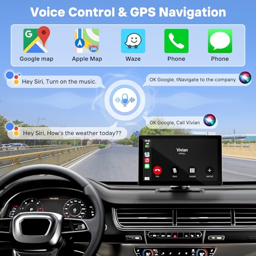 Image of 9 inch Wireless Apple Carplay Screen for Car with OTA Update, Backup Camera | Touchscreen Apple Carplay & Android Auto with Voice Control /GPS Navigation /Mirror Link /Bluetooth 5.0 /AUX /FM