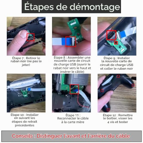 ZHUROUPU JDS-055 / JDS-050 Remplacement Micro USB Charging Adaptateur Réparation de réparations Pièce Circuit avec câble Flexible à 12 Broches et lumière LED pour Le contrôleur pour PS4 – vue 6
