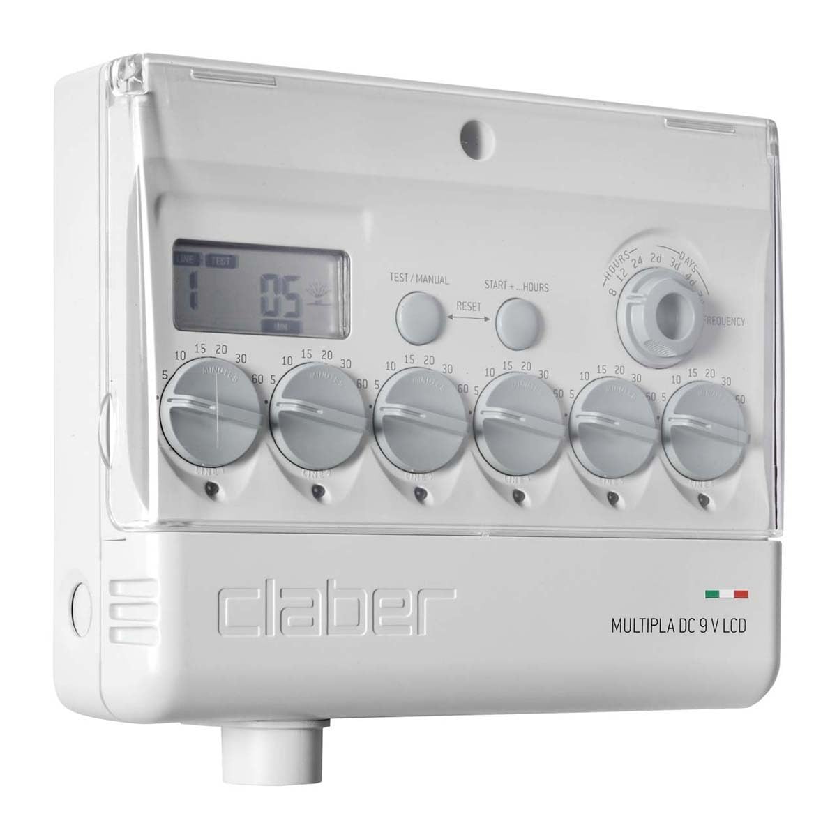 Claber 8060 Multipla® DC 9 V con Display LCD, Programmatore elettronico a 6