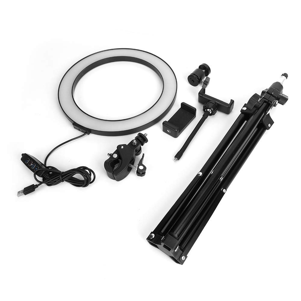 Wakects Luce ad Anello Dimmerabile da 10 Pollici, con Luce Video a LED, Ring Light Lampada Anulare Regolabile con Stativo di Luce e Supporto per Cellulare