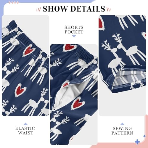 Deer Red Love Heart Boys Long Pants Soft Trousers Elastic Waist Kids Lounge Bottoms with Pockets S-XL4