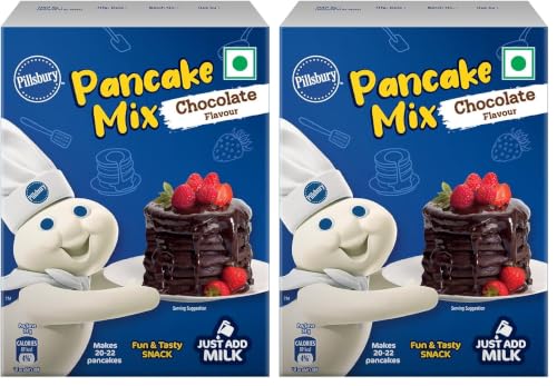 Image of Pillsbury Chocolate Flavour Pancake Mix| 2-Minute Pancake Mix For Kids| No-Preservatives |500 Gram (Pack of 2)