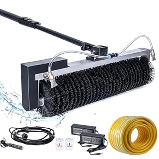 Strumenti Elettrici per La Pulizia dei Pannelli Solari,Testina a Spazzola a Rullo da 60cm,Macchina per La Pulizia dei Pannelli Fotovoltaici,Kit per La Pulizia dei Pali Alimentati ad Acqua,7.5M/25Ft