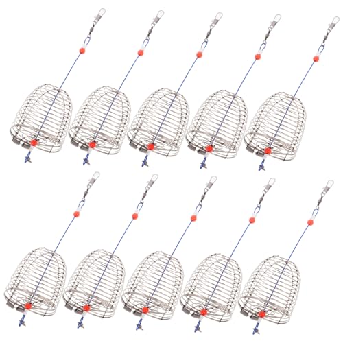YARNOW 10 PCS Stainless Steel Carp Fishing Bait Cage Durable Lure Feeder for Easy Bait Release Lightweight and Portable Fishing for Enthusiasts