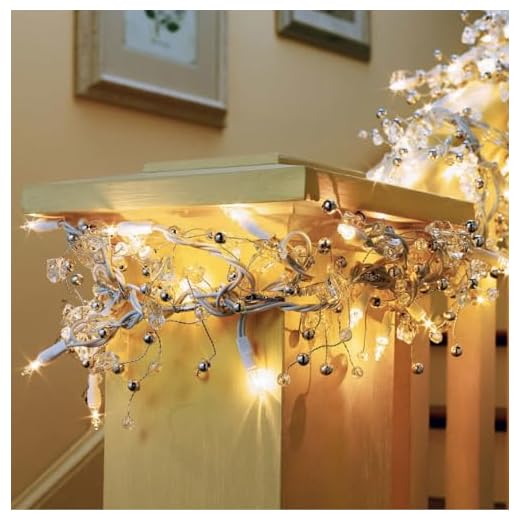 GE 9 ft Glitter Gem Garland Christmas Holiday Decoration Lights with 100 Constant On Clear Bright Indoor Lights White Wire (1 box (100 lights))